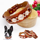 Rhinestone Cool Metal Leather Dogs Collars
