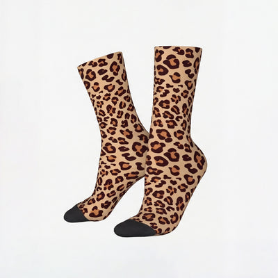 Gold Brown Leopard Print Retro Sock