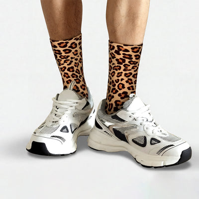 Gold Brown Leopard Print Retro Sock