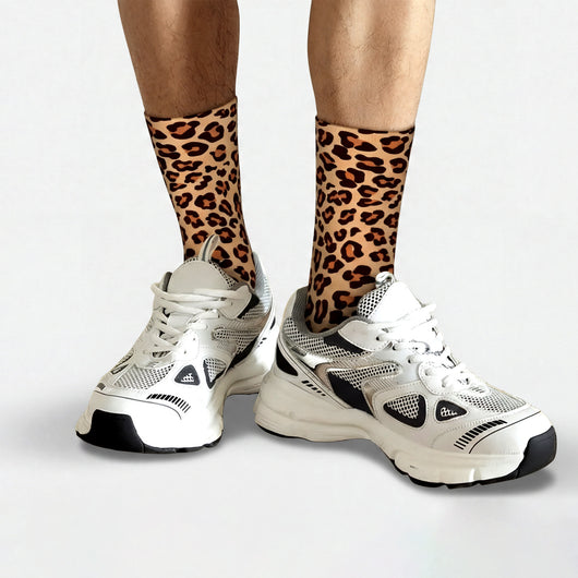 Gold Brown Leopard Print Retro Sock
