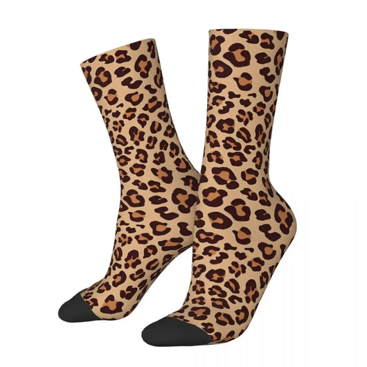 Gold Brown Leopard Print Retro Sock