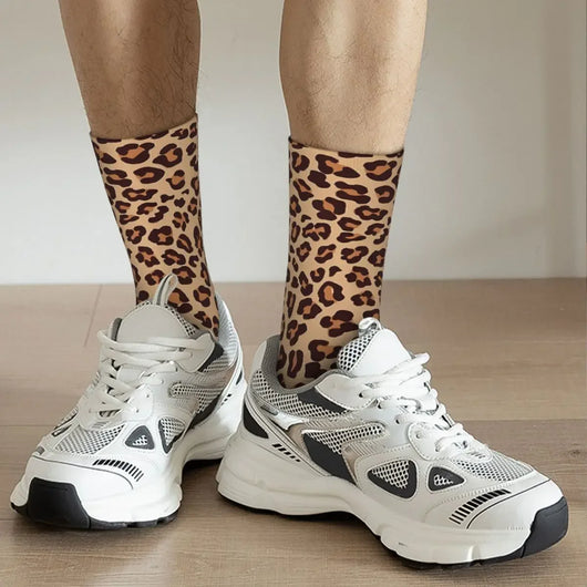 Gold Brown Leopard Print Retro Sock