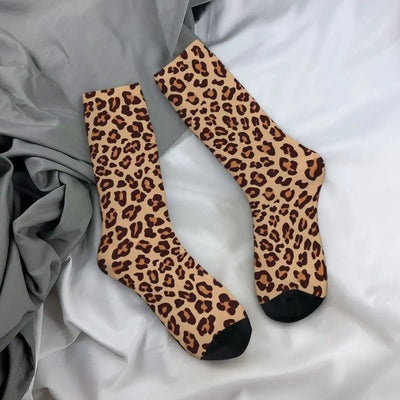 Gold Brown Leopard Print Retro Sock
