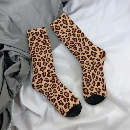 Gold Brown Leopard Print Retro Sock