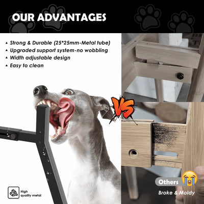 Metal Adjustable Width Raised Dog Bowl Stand