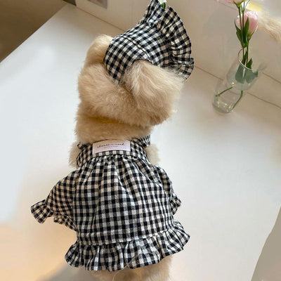 Plaid Dress Pet Clothing Strap Skirt Set