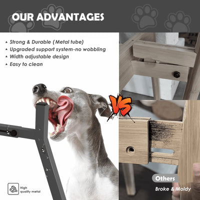 Metal Adjustable Width Raised Dog Bowl Stand