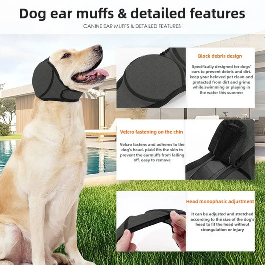 Waterproof Dog Ear Muffs for Swimming & Grooming