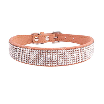 Comfortable Suede Fiber Crystal Dog Collar
