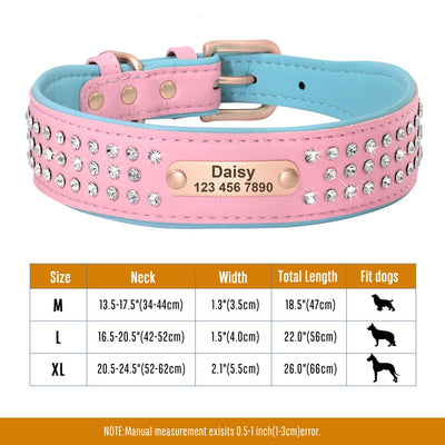Rhinestone Leather Dog Collars