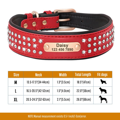 Rhinestone Leather Dog Collars