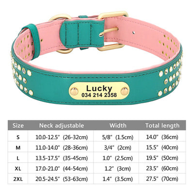 Rhinestone Leather Dog Collars