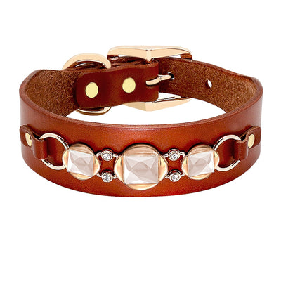 Rhinestone Cool Metal Leather Dogs Collars