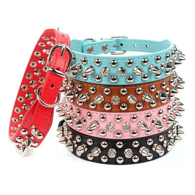 PU Leather Punk Rivet Spiked Dog Collar