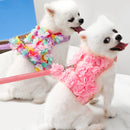 Dog Leash Stereo Pink Flower Harness