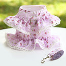 Dog Leash Stereo Pink Flower Harness